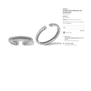 David Yurman Sculpted Cable Cuff Bracelet with Pave Diamonds